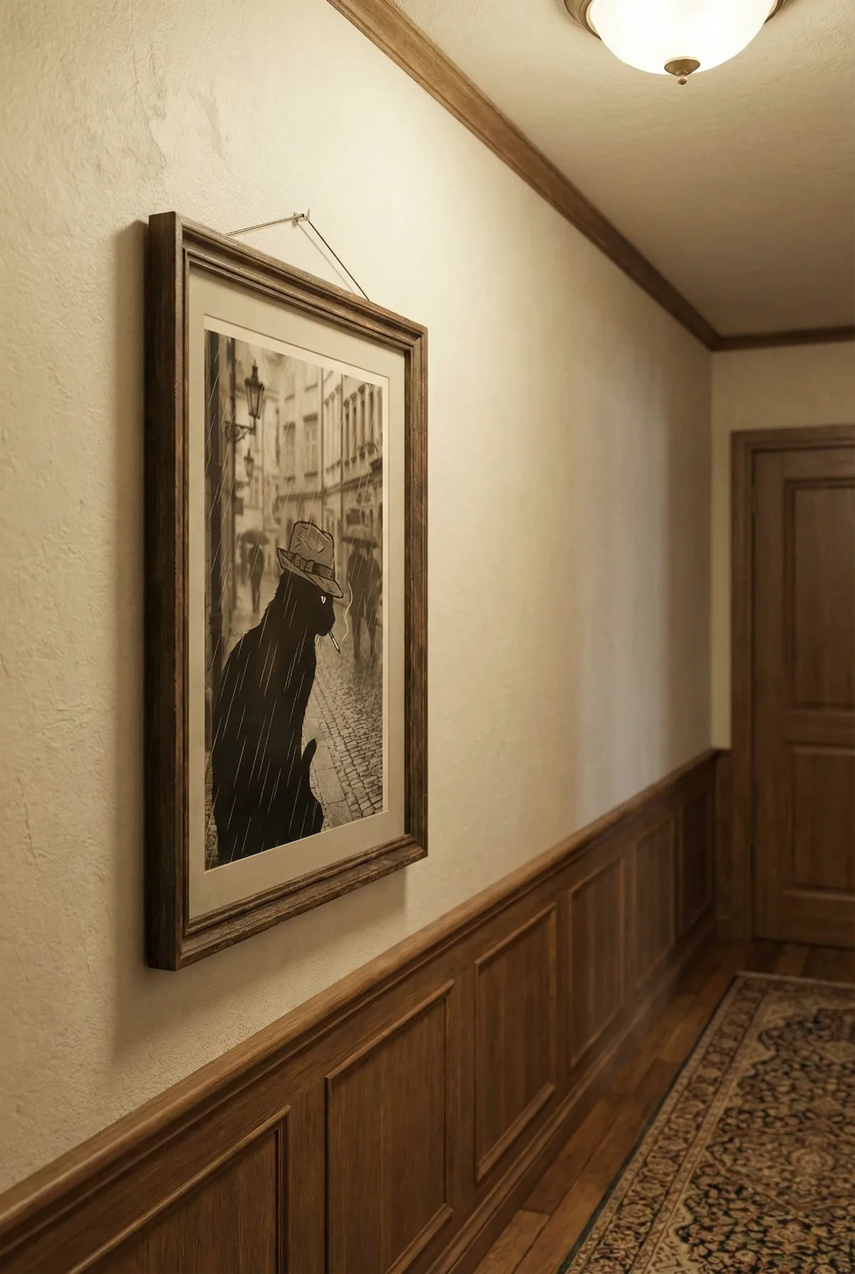 Printable Retro Black Cat in Rain - thumbnail 3